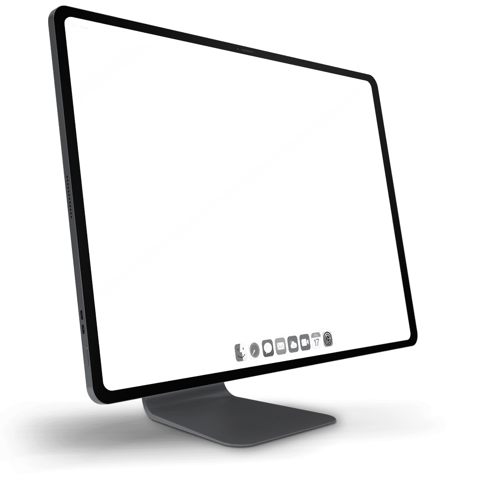 A desktop monitor showing a blank canvas